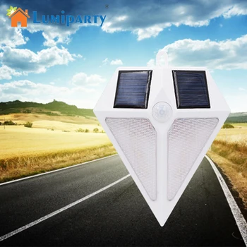 

LumiParty Diamond Shaped Solar Powered PIR Motion Sensor Light Security Wall Lamp with 2 Levels Brightness for Outdoor Garden