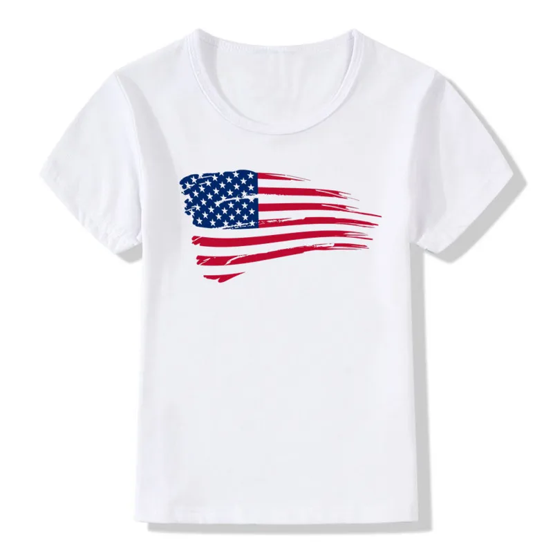Детская футболка с американским флагом «Патриот США» Повседневная футболка для малышей Летняя одежда с короткими рукавами для мальчиков и