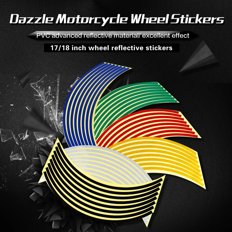 Motorcycle wheel rim stickers relective decals fashion types popular