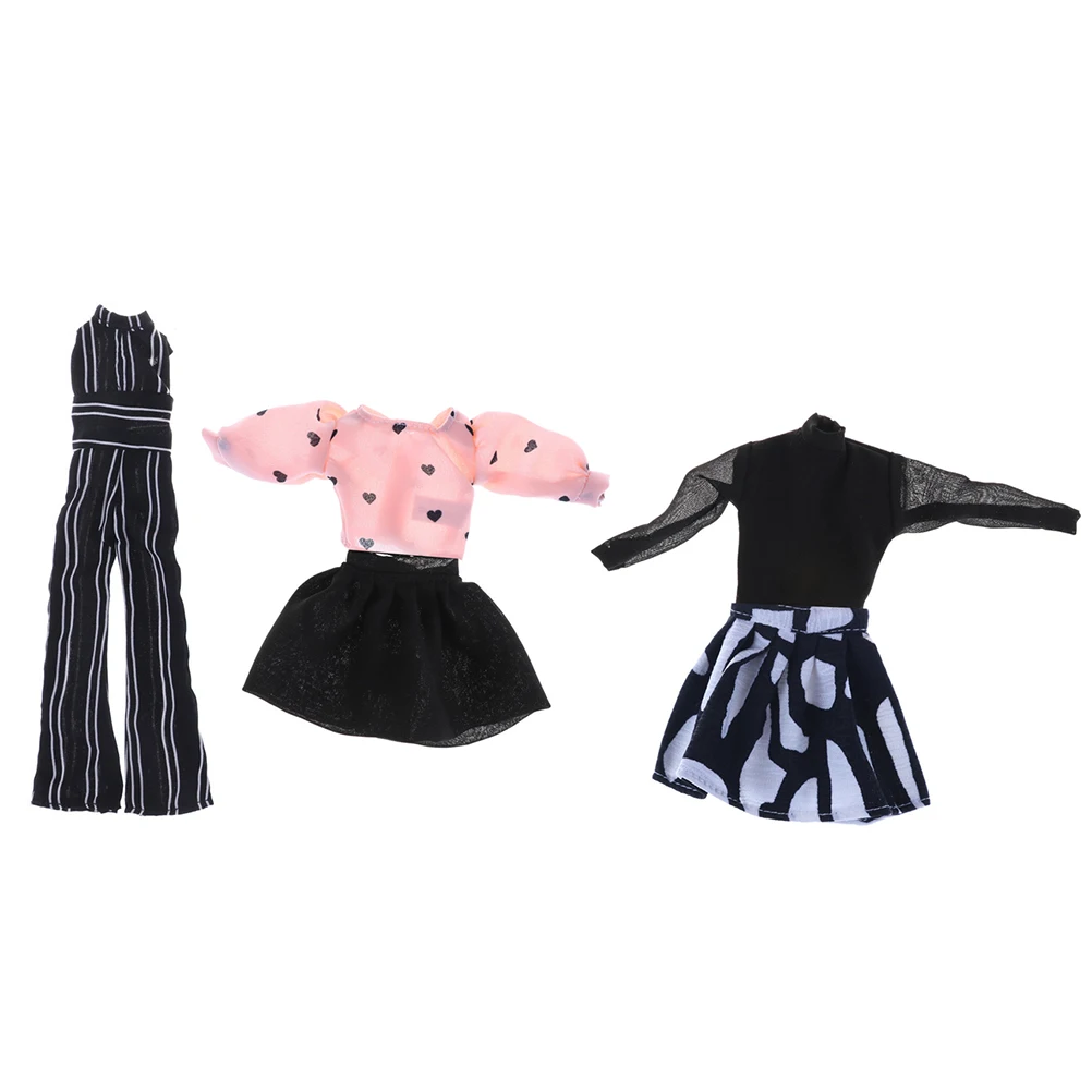 

1/3Set Handmade Party Dress Girls Suit Chiffon Shirt Mini Skirt Jumpsuits For for Barbie Girl Gifts