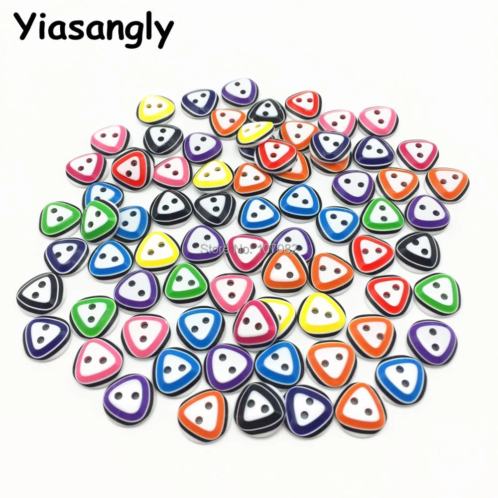 100pcs Mixed 2 hole Resin buttons Triangle Sewing Scrapbooking Decor 6mm