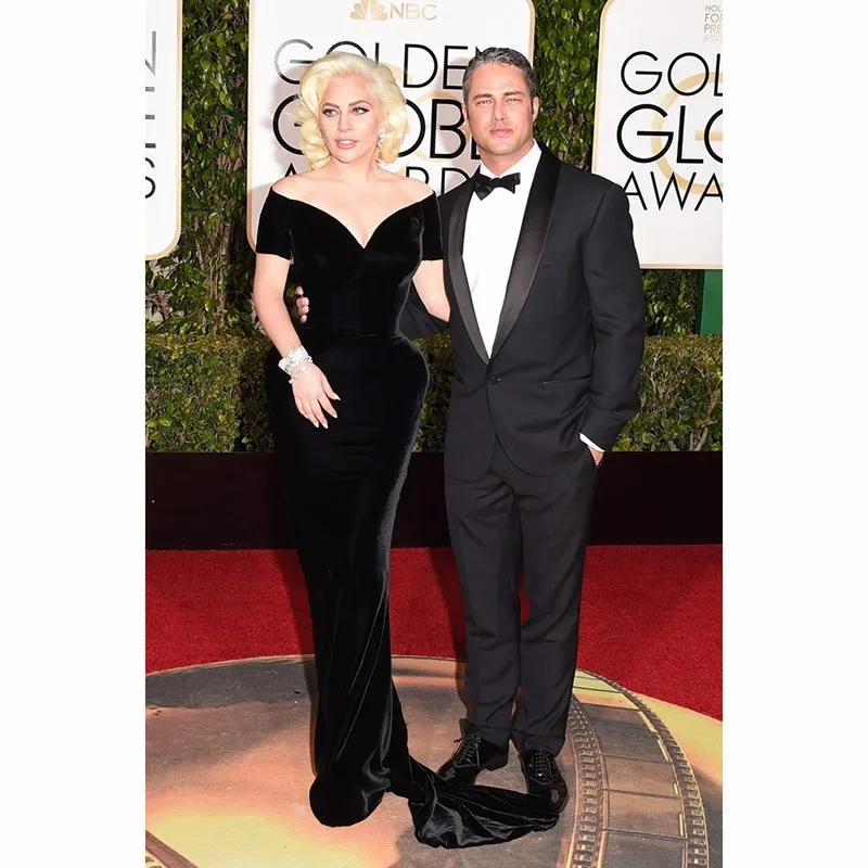 73-Annual-Golden-Globe-Awards-Lady-Gaga-Dress-Mermaid-Black-Velvet-Celebrity-Dresses-2016