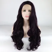 Bombshell объемный волнистый парик темно-фиолетовый синтетический парик фронта шнурка свободный пробор волос Glueless термостойкие волокна для женщин девушки парики