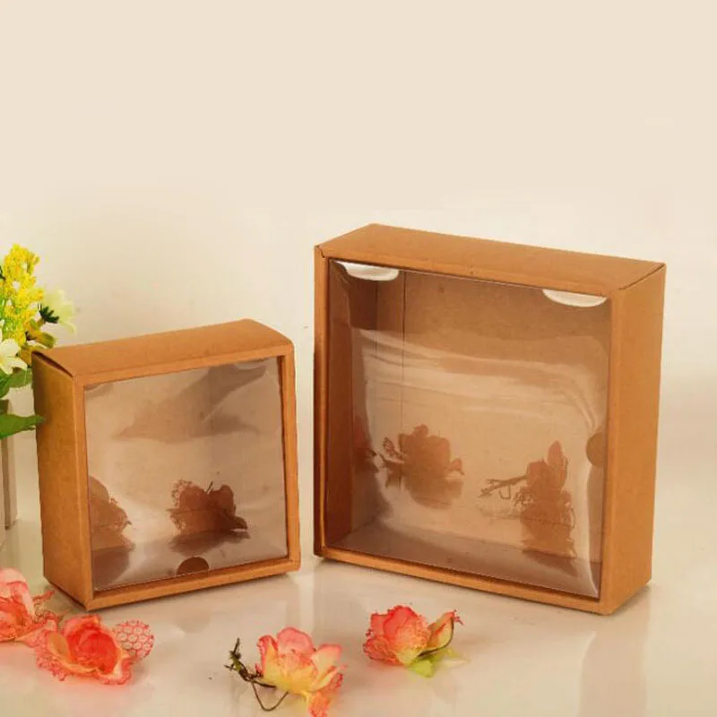 100pcs Kraft Cardboard Box Gift Packaging Box With Lid Paper Box Jewelry Gift Packing Case With