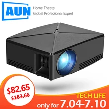 AUN мини-проектор C80 UP, разрешение 1280×720, Android bluetooth-проектор, светодиодный портативный HD 3D проектор для домашнего кинотеатра, дополнительно C80