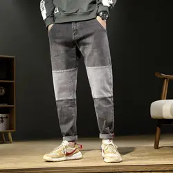 Большие размеры Весна мужские джинсы Брендовые Свободные повседневные Лоскутные дизайнерские Джинсовые штаны мужская одежда 2019 хип-хоп
