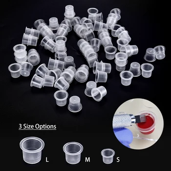 

100pcs/lot Tattoo Ink Cups Plastic Tattoo Cap Eyebrow Makeup Pigment Clear Holder Container Cap Disposable Tattoo Accessories
