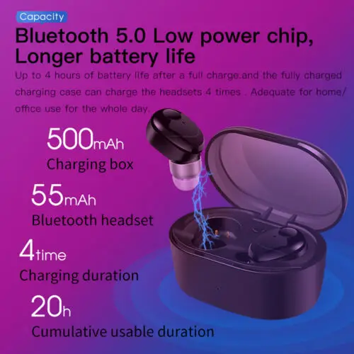 A7 Bluetooth 5 0 Headset TWS Wireless Earphones Twins Earbuds 5D Stereo Headphones Built in Microphone Handsfree Earphone 3E08