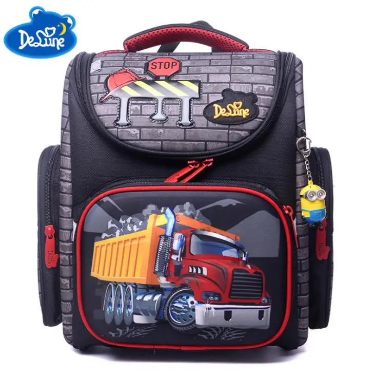 

Delune Brand Primary Grade 1-3 Kids 3D Cartoon School bag Children Orthopedic Ergonomic Design School Backpack Boys School Bags