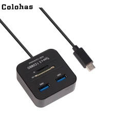 USB3.1 type-C до 2 USB 2,0 концентратор с SD/TF кардридер высокоскоростной комбинированный адаптер для Macbook устройство для ноутбука с функцией OTG