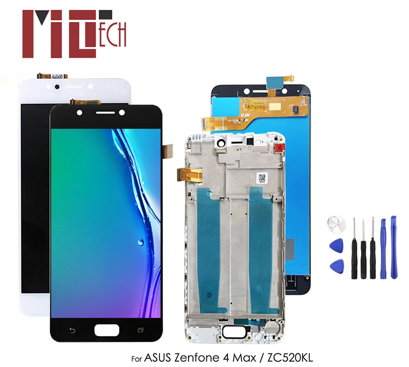 

LCD Display For Asus Zenfone 4 Max ZC520KL Touch Screen Digitizer Assembly Replacement Black White With Frame 5.2''
