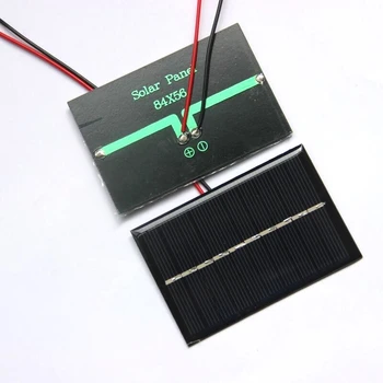 

0.6W 5V Solar Cell+Wire/Cable Solar Panel Charger For LED Light Epoxy Polycrystalline Study 84*56MM 10PCS Free Shipping