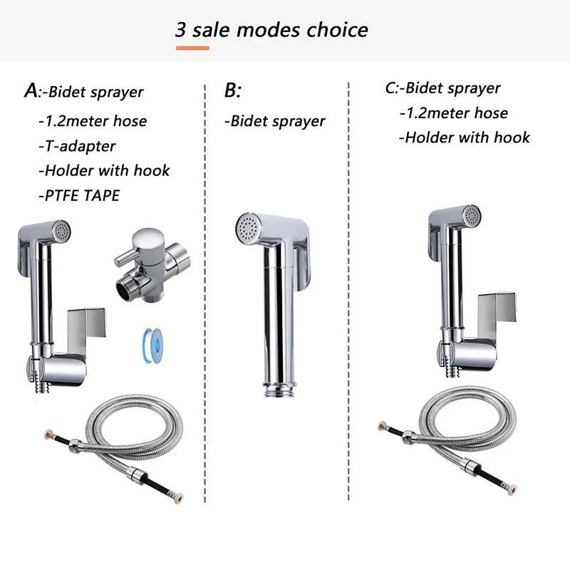 Туалет ручной Биде опрыскиватель комплект латунь хромированный ванная комната биде кран спрей душевая головка со шлангом и Т-адаптер и держатель