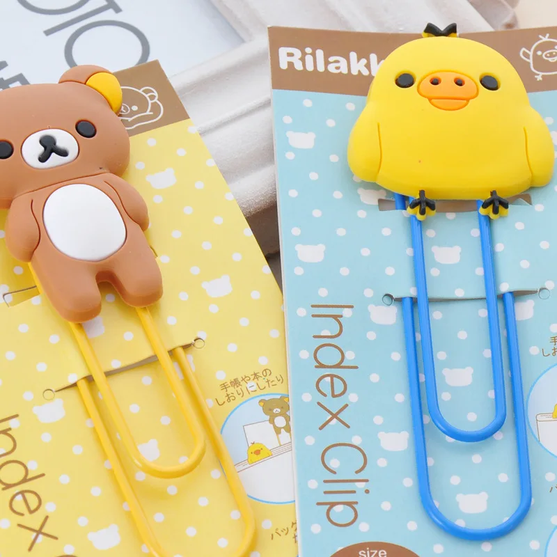 1 шт. милый мультфильм Kawaii серии Rilakkuma закладки клип Памятка клип бумага закладки школьные канцелярские принадлежности закладки-скрепки