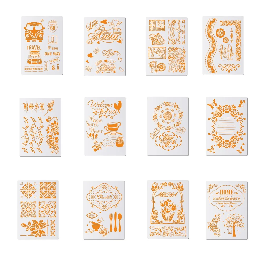 

13 kinds Stencils For DIY Scrapbooking Flower Drawing Stencil Walls Painting Layering Stencils Stamp Album Embossing Paper Card