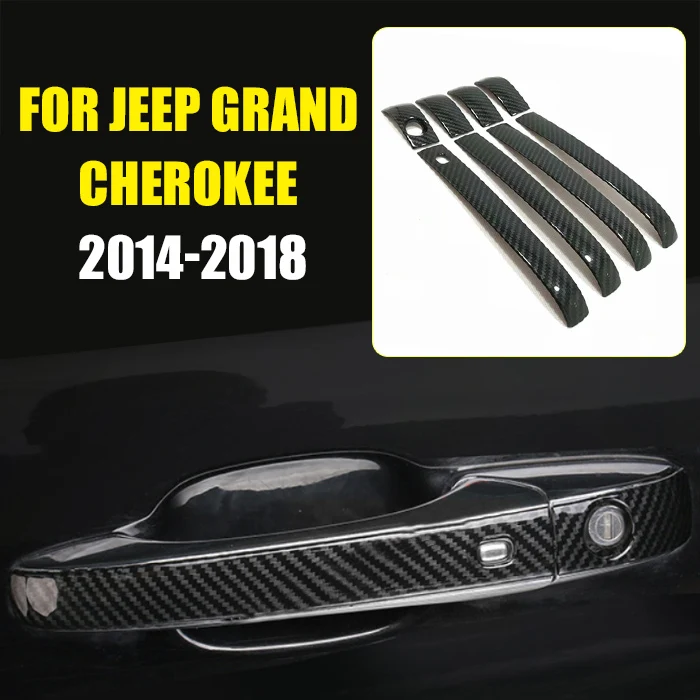 Pcmos nuevo manijas de puerta Exterior 8 piezas ABS de fibra de carbono partes de Exterior para Jeep Grand cheroki 2014- 2015-2016-2017-2018