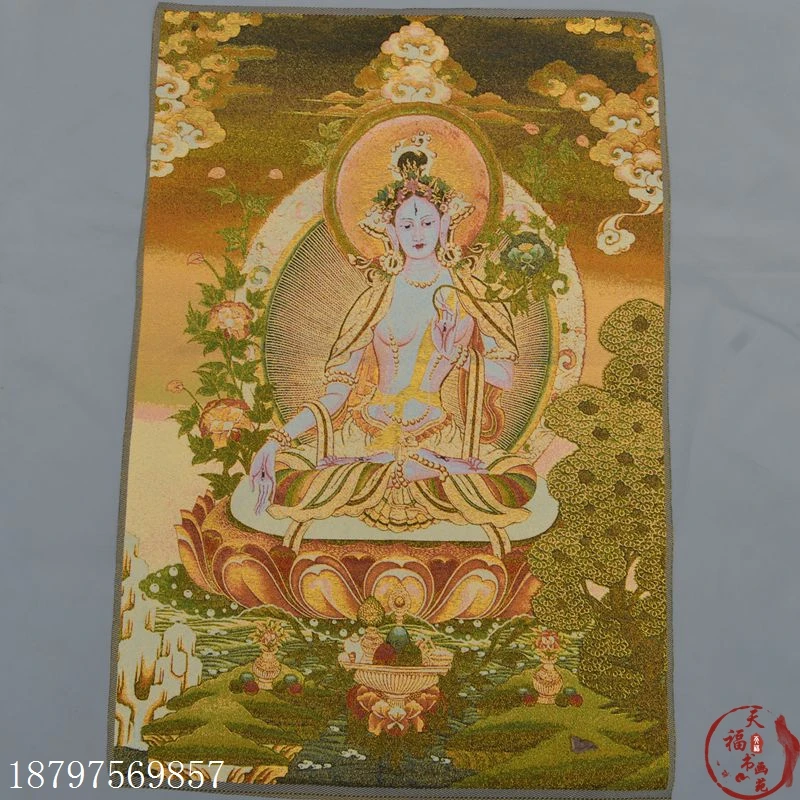 

christmas Thangka embroidery silk embroidery Nepalese Thangka painting Tara Thangka Guanyin Buddha halloween