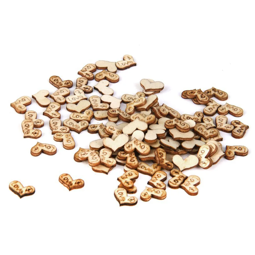 

100pcs Heart Wooden Buttons With Love For DIY Clothing Decoration Scrapbooking Accessories Sewing Craft Supplies