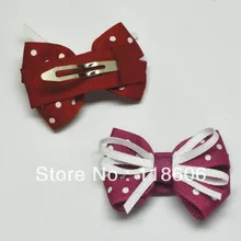 Маленькая в горошек напечатанная лента Grosgrain новорожденный оснастки Cips заколка для волос