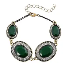Turkey Bracelet Jewelry Bronze Alloy Plating 3 Color Oval Resin Rhinestone Bracelets For Women Latest Fashion Trendy Hot Sale