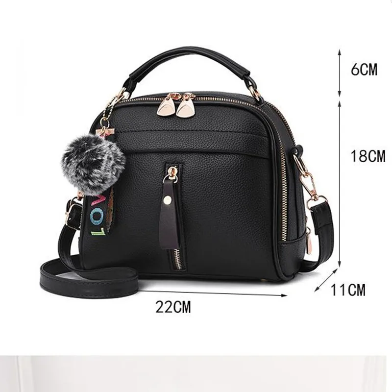 

2019 Fashion Women Handbag PU Leather Women Messenger Bags With Ball Toy Female Shoulder Bags Ladies Party Handbags