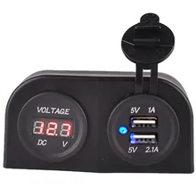 Tent-type 5V 3.1A Dual USB Car Charger Sockets with LED Display Voltmeter Voltage Meter Gauge for Boat/Rv/Car/Motorcycle 12-24V