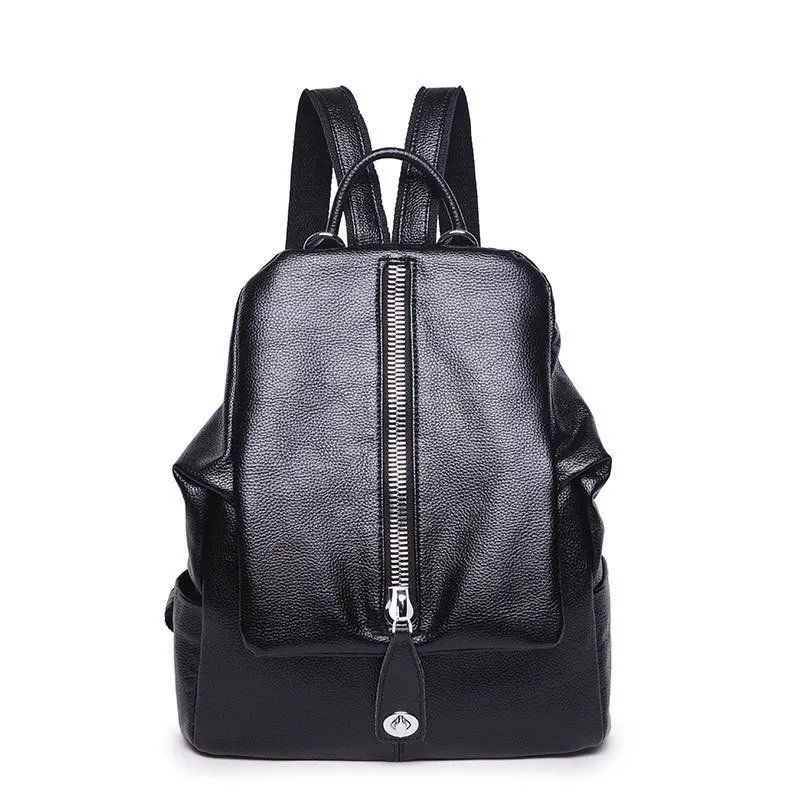 

New Backpack Korean version of Cow Leather Litchi pattern women backpacks three-dimensional bucket dual-use travel bag
