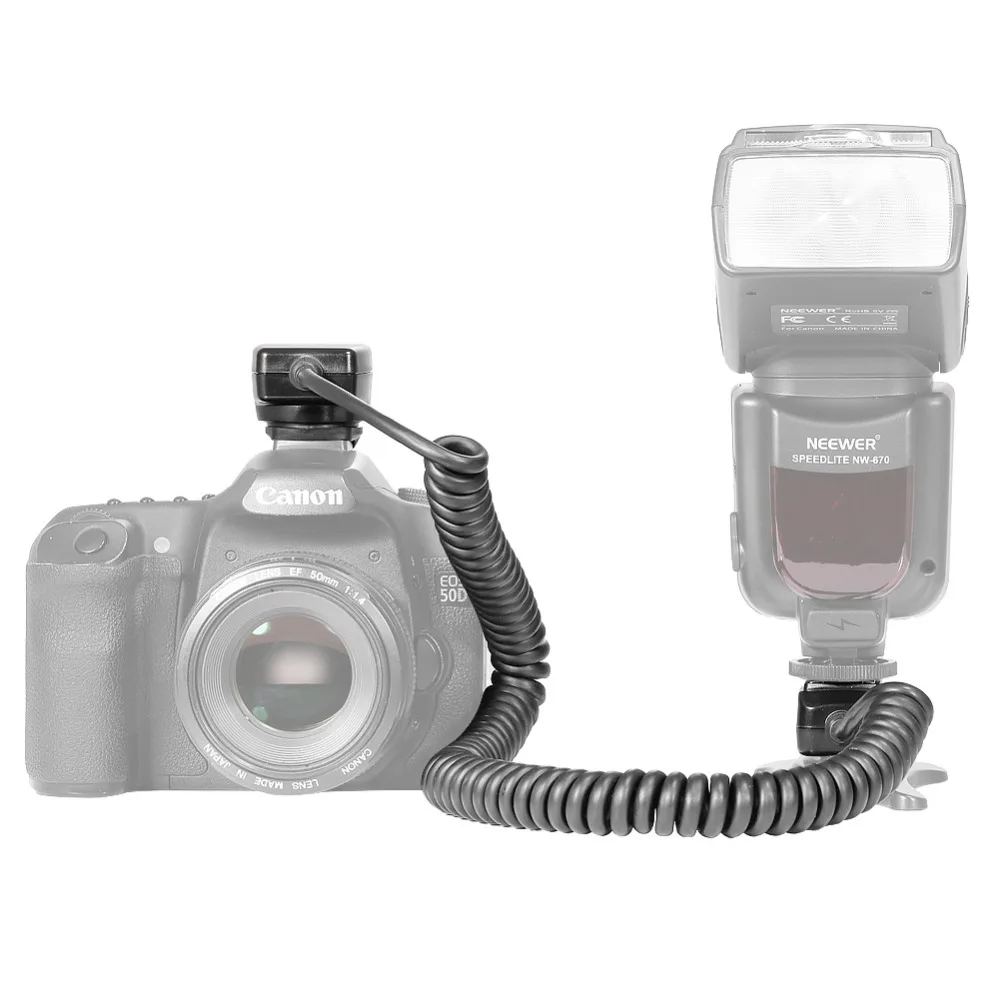 Neewer 4 9 футов/1 5 м TTL выключенный шнур для вспышки камеры Speedlite Canon EOS 5D Mark II III 6D 7D 60D 50D