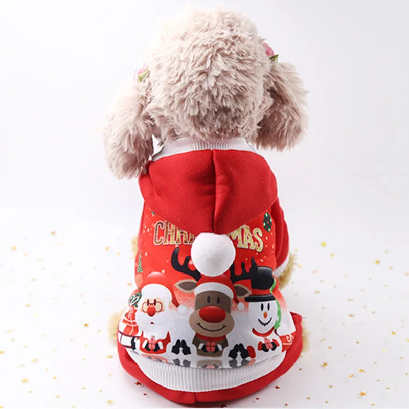 2018 Pet Clothing Red Xmas Cat Costume Cute Printed Pet Dog Cat