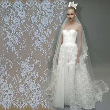 

3 M / Lot Eyelash Lace Fabric 150cm and 70cm White Black Diy Exquisite Lace Embroidery Clothes Wedding Dress Accessories RS230