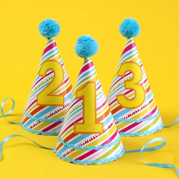 

Stripes Baby Birthday Party Hat With Numbers (10 Piece/Lot With Number from 1 to 10)
