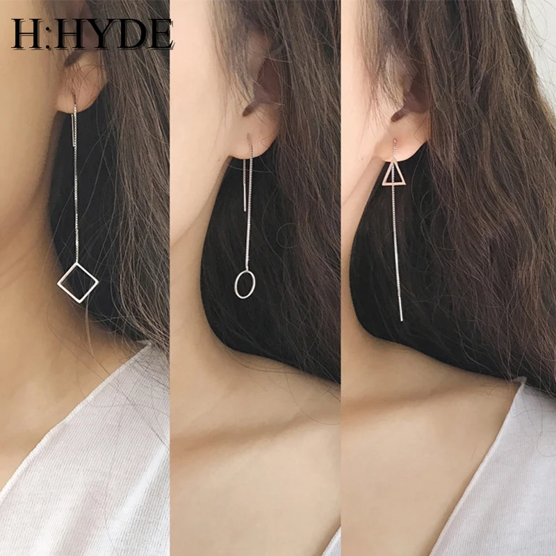 

H:HYDE Fashion Triangle Heart Earrings Tassel Chain Earrings Geometric Earrings For Women Long Earrings Boucle D'oreille Femme