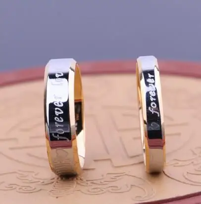 

Never fade engagement Ring Lettering forever Love letter jewerly accessories Women & Men wedding Couple Rings