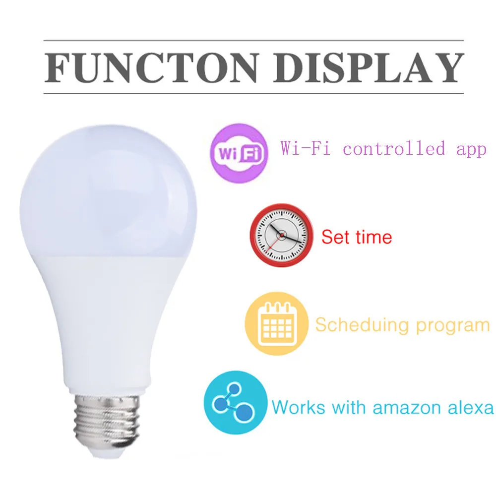 Умная светодиодная лампочка телефон Управление работает с Amazon Alexa Google Home(E26) света для Andriod iOS телефона удаленное управление с помощью приложения свет