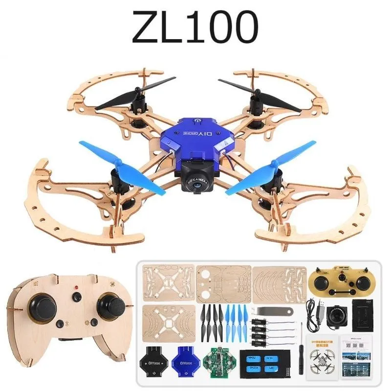 

ZLRC Zl100 Wooden Aircraft Diy Drone 720p Camera Wifi Fpv Altitude Hold Headless Mode Training Educational Rc Quadcopter Drone