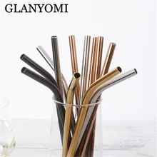 Красочные соломинки из нержавеющей стали прямые и изогнутые многоразовые фильтры с кистью DIY чайные, кофейные инструменты вечерние барные аксессуары