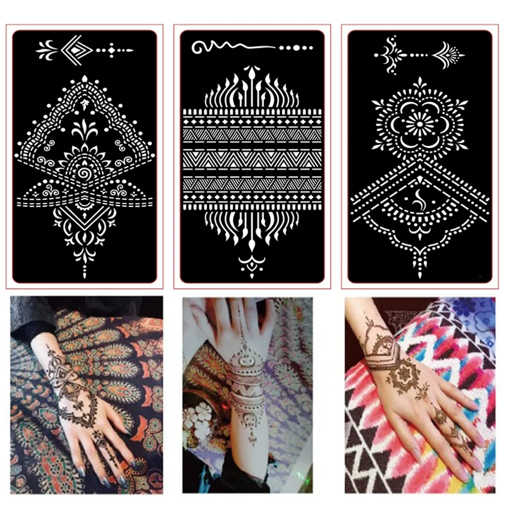 Xmasir 30 Pcs Lot Wanita Airbrush Tato Henna Stensil India Sementara