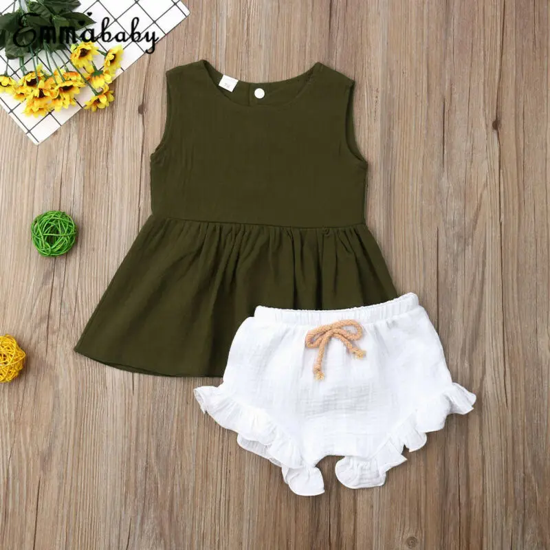 

2PCS Kids Baby Girls Clothes Summer Outfits Toddler Top Shirt Pants Shorts Clothes Set