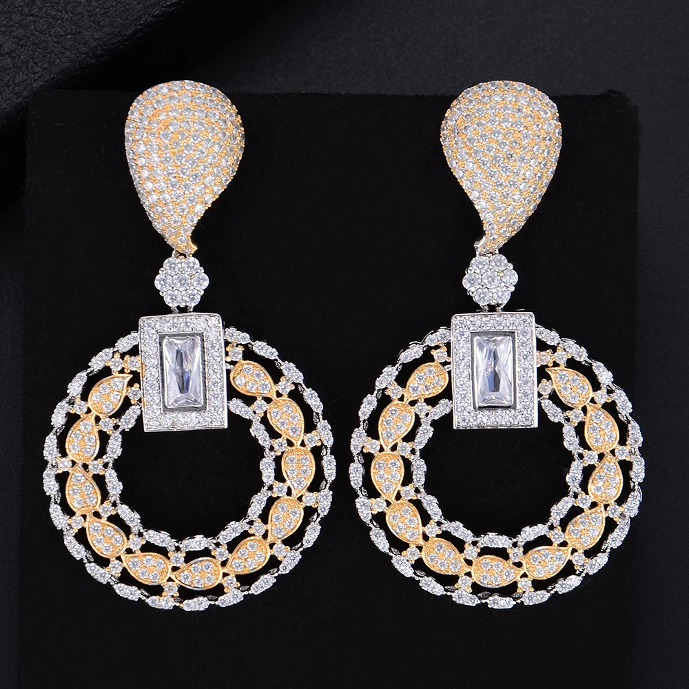 

missvikki Round Noble Pendant Earring For Women Luxury Cubic Zirconia Vintage Earrings fashion jewellery statement Accessories