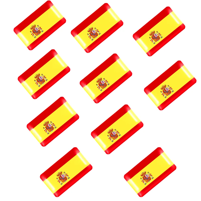 10 шт. 3D стикер для автомобиля, испанский национальный флаг, Автомобильный багажник, логотип, авто мотоцикл, индивидуальная декоративная наклейка, авто аксессуары