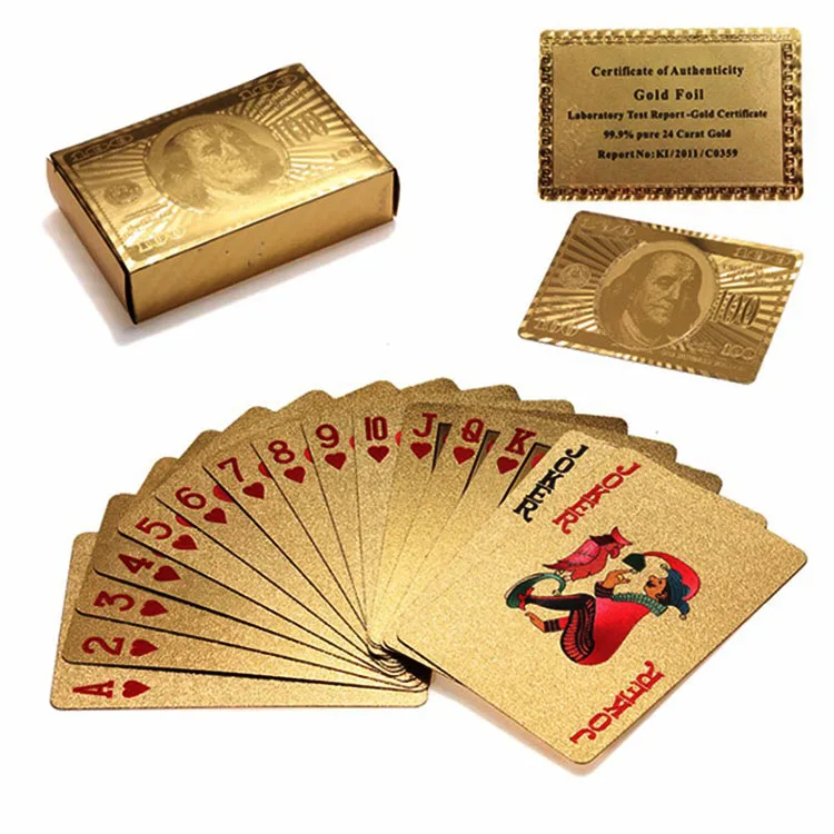 Позолоченные игральные карты, Новое поступление, специальный необычный подарок, 24 карата, с деревянной коробкой и сертификатом