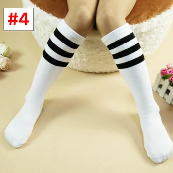 

Girl Cotton Solid Socks Kids Toddler Striped Knee High Socks 10styles 42cm