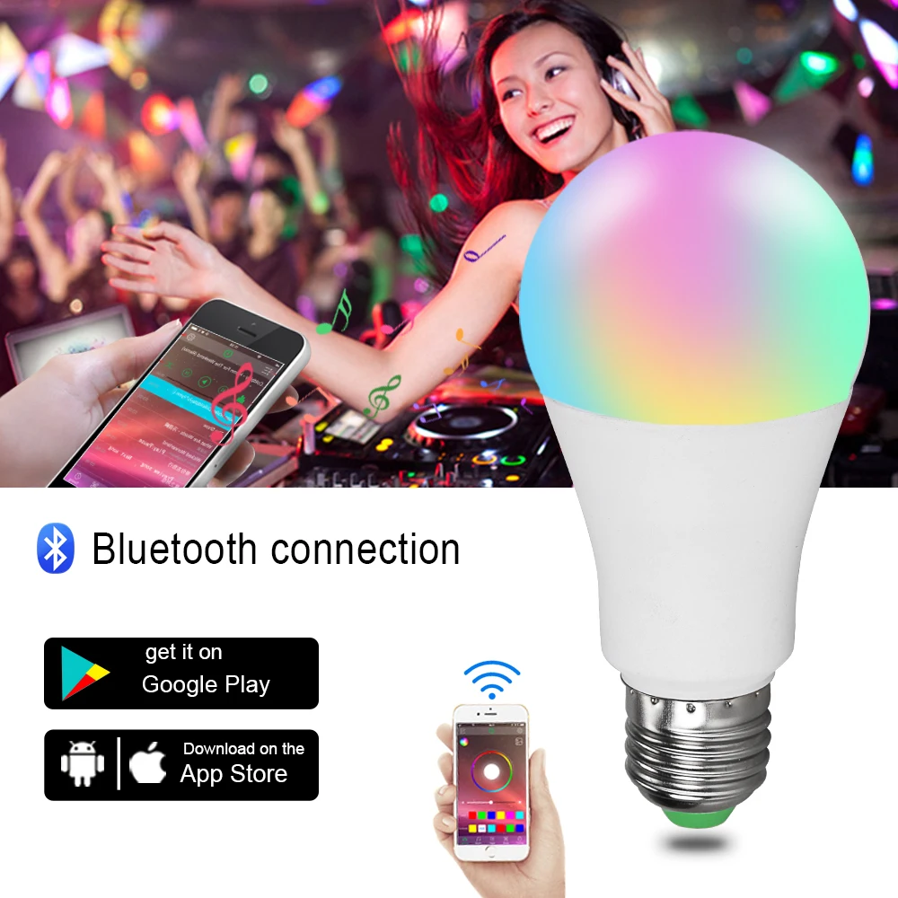15 Вт Ampoule LED E27 умная лампочка Беспроводная Bluetooth 4 0 дистанционное управление 85 265 в