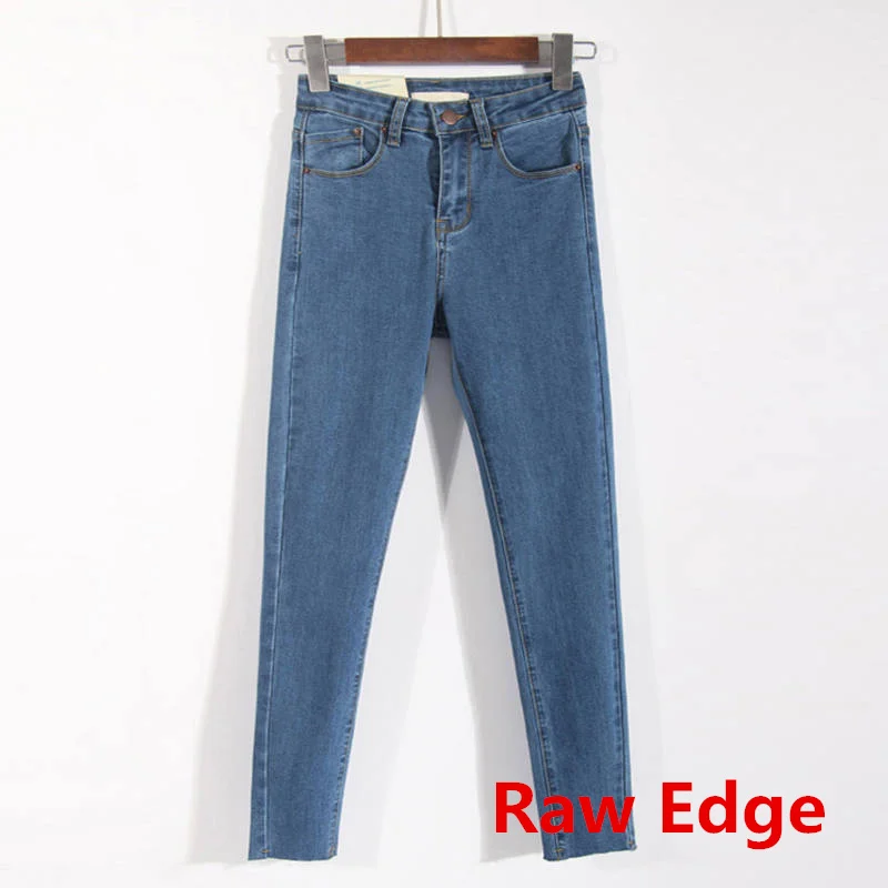 Повседневные женские Стрейчевые джинсы с высокой талией, потертые узкие джинсы, женские длинные узкие брюки, женские джинсы, C5566 - Цвет: dark blue style 1
