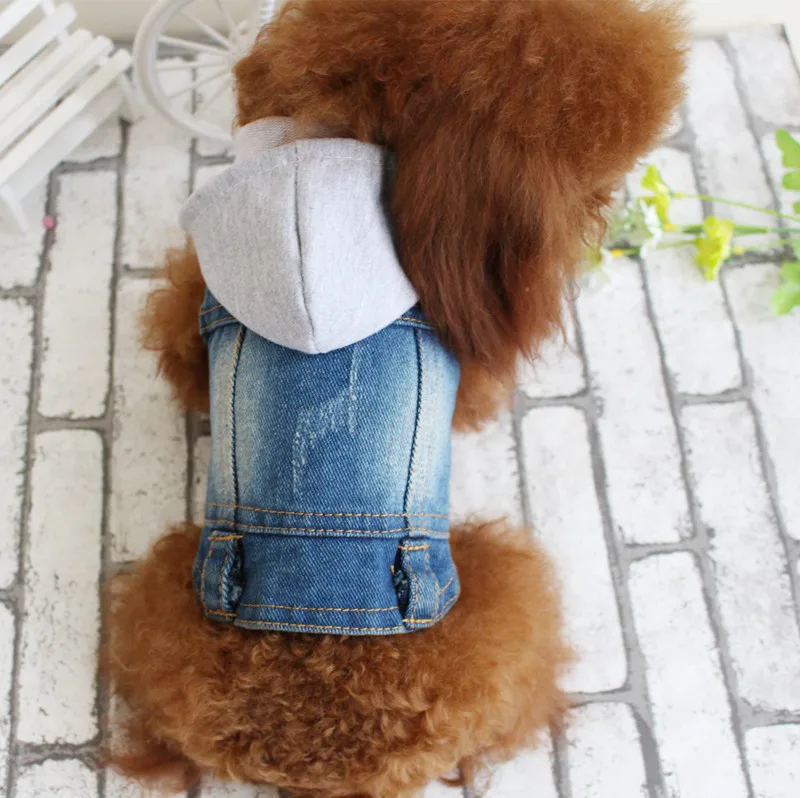 Мода собака кошка голубые джинсы из денима Щенок Одежда, куртка костюм одежда милая