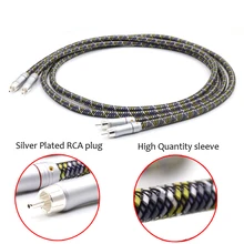 Pair High Quality 6N 99.9999% OFC Male-Male RCA Interconnect Cable with Silver Plated RCA Plug for Hifi System free shipping qed signature ofc silver platedr interconnect cable with xlr male plug audio cable