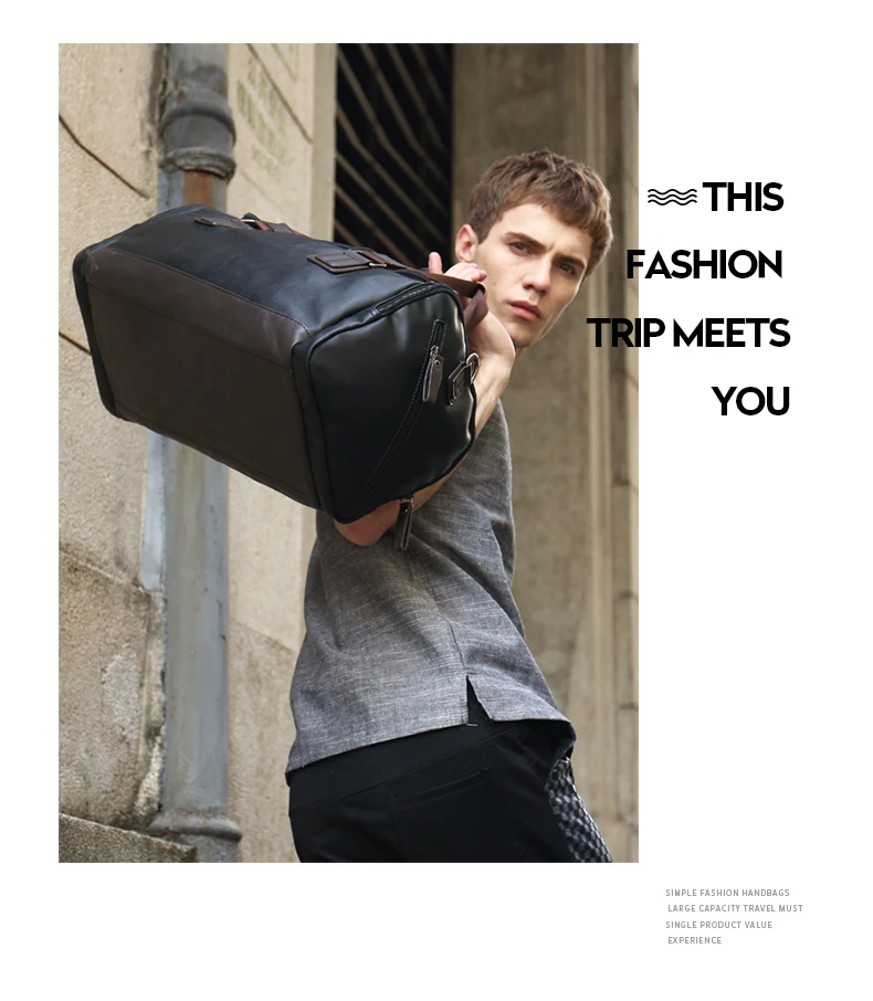 Для мужчин мужской duffle вещевой сумки Искусственная кожа БАГАЖА высокого качества модные дизайнерские сумка большая емкость Повседневная