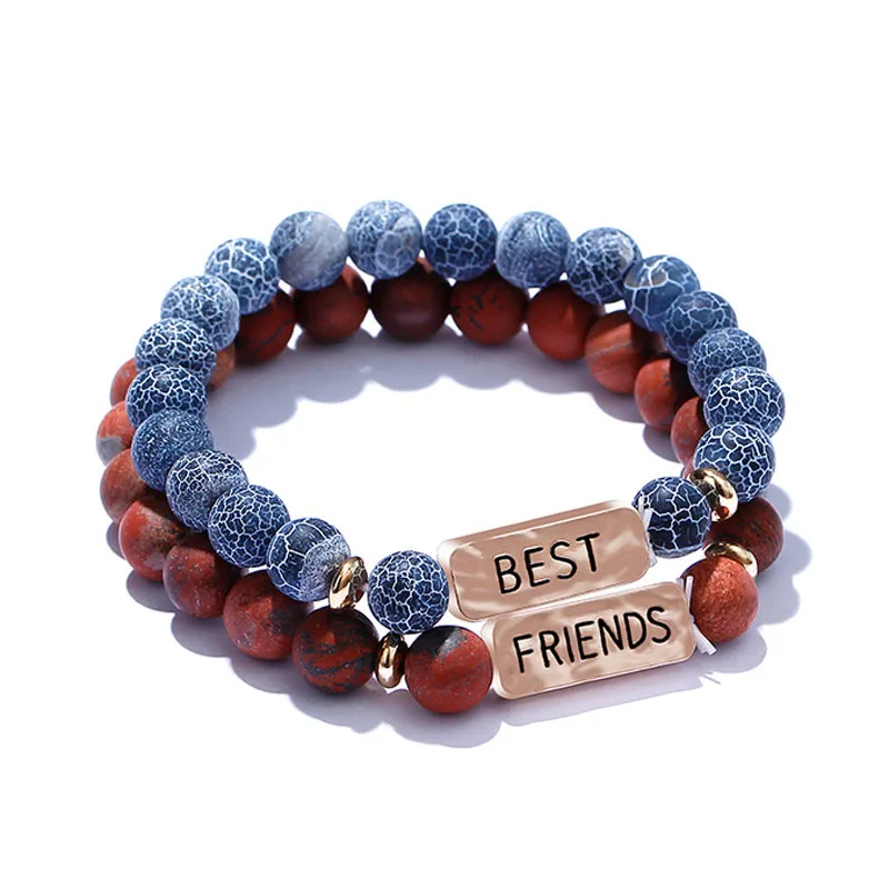 

2Pcs/Set 2019 New Best Friends Bracelets For Men Weathered Stone Bracelet Women Best Friends Gift For Her Gift For Him ZJ-07