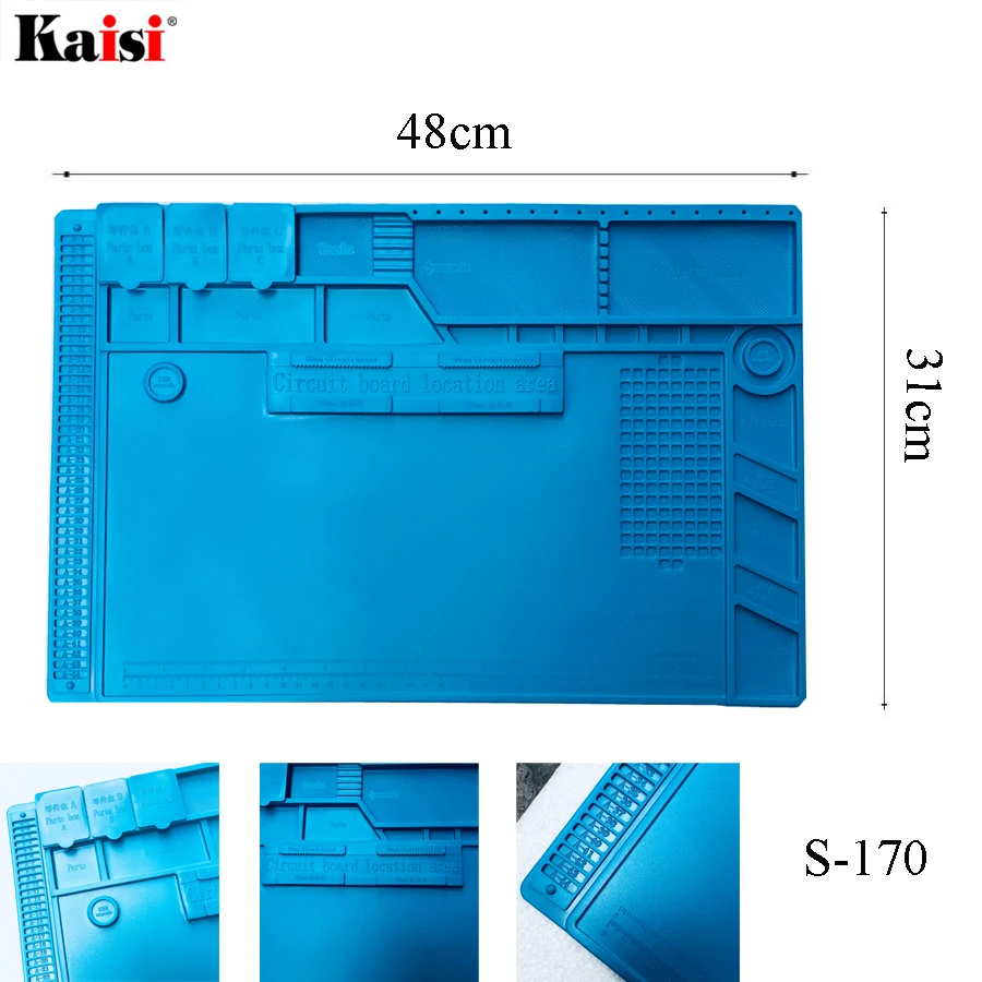 

S-170 48x31cm Heat Insulation Silicone Pad Electrical BGA Soldering Repair Station Maintenance Platform with Screw Location Mat