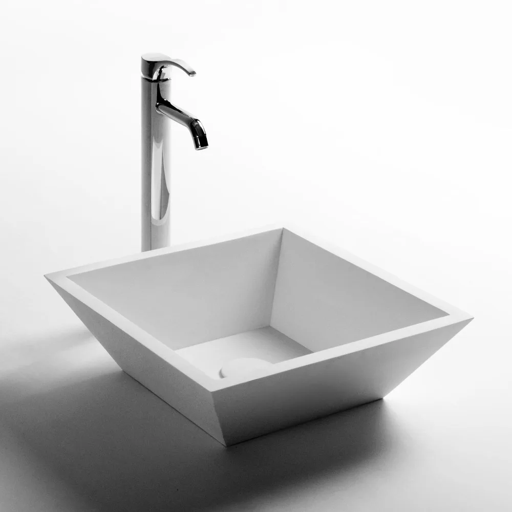 

Square bathroom solid surface stone counter top Vessel sink fashionable Corian washbasin RS3832